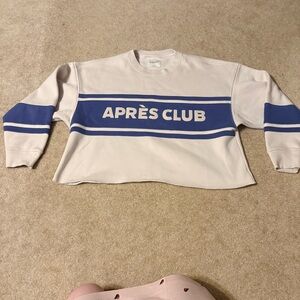 Abercrombie & Fitch Aprés Club White and Blue Cropped Sweatshirt